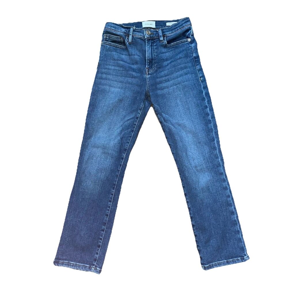Frame Denim Le High Straight Women’s 27 Blue Jeans Medium Wash Stretch Pockets